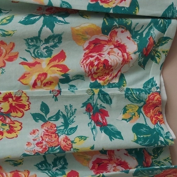 ISAAC MIZRAHI LIVE Floral Long Sleeve Button Down Sweater - Picture 5 of 10